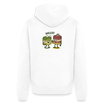 Olivje und Schuba Freunde - Unisex Premium Bio Zip Hoodie - Weiß - Hinten - Thijin (182cm)