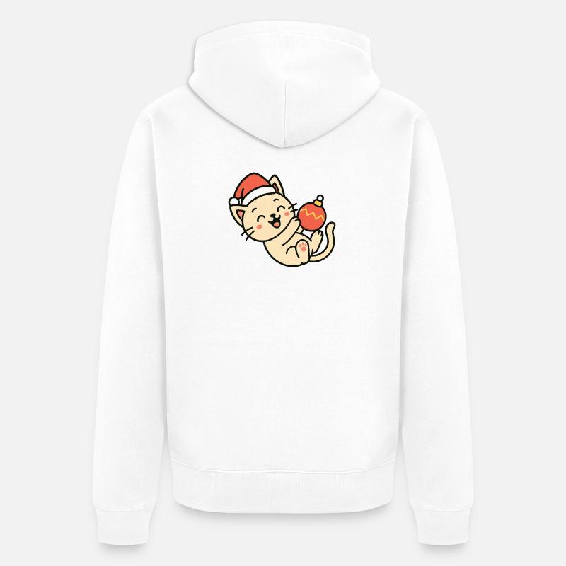 Bal de Noël amusant pour chatons - Veste à capuche bio Premium Unisexe - blanc