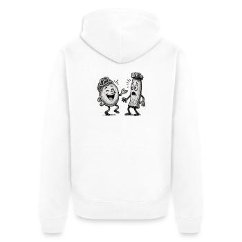 italienische vs chinesische Nudeln - Unisex Premium Bio Zip Hoodie - Weiß - Hinten - Thijin (182cm)