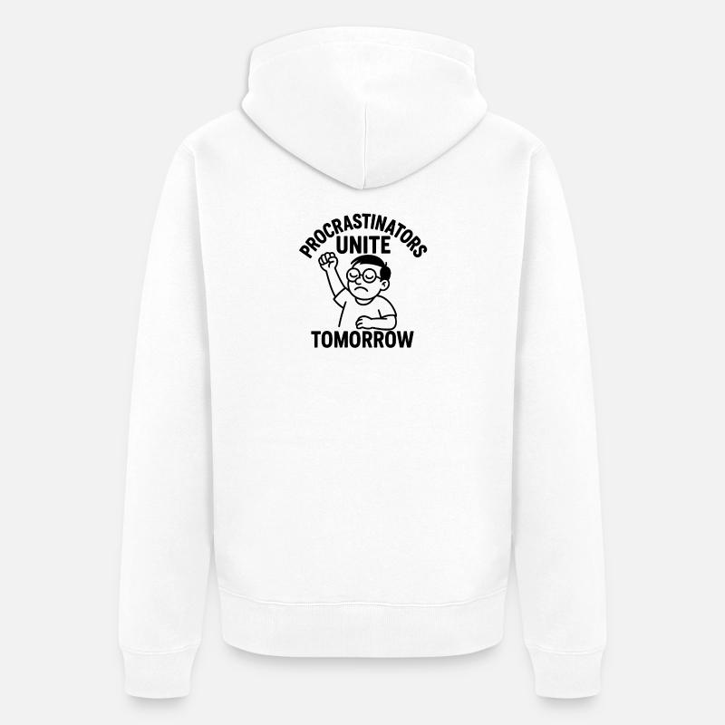 La procrastination s’unit demain - Veste à capuche bio Premium Unisexe - blanc