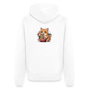 Kawaii Ramen-Katzenberg Fuji - Unisex Premium Bio Zip Hoodie - Weiß - Hinten - Thijin (182cm)