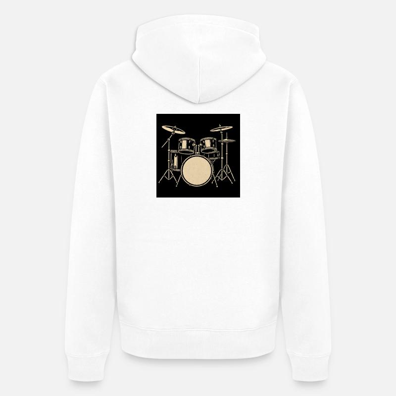 Black Silver Drumset Illustration - Unisex Premium Organic Zip Hoodie - white
