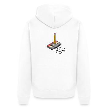Nostalgia Retro Cassette Tape Pencil 2000 Vibes - Unisex Premium Organic Zip Hoodie - white - Back - Thijin (182cm)