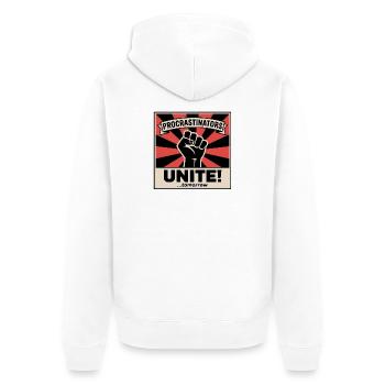 Procrastinators Unite (...Tomorrow) - Funny Memes - Unisex Premium Bio Zip Hoodie - Weiß - Hinten - Thijin (182cm)