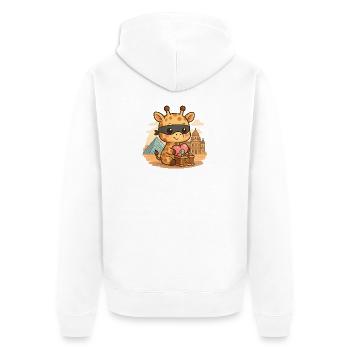Giraffe Kawaii Bandit – Treasure Thief from the Louvre - Unisex Premium Organic Zip Hoodie - white - Back - Thijin (182cm)