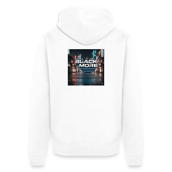 Black More Neon City Nachtdesign - Unisex Premium Bio Zip Hoodie - Weiß - Hinten - Thijin (182cm)