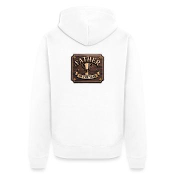 Father of the Year - Funny Dad T-Shirt - Unisex Premium Organic Zip Hoodie - white - Back - Thijin (182cm)