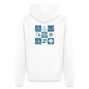 Appels de l'océan motifs nautiques - Veste à capuche bio Premium Unisexe - blanc - Dos - Thijin (182cm)