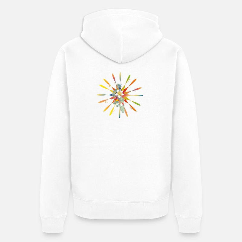 Étoile arc-en-ciel radieuse avec fleur exotique - Veste à capuche bio Premium Unisexe - blanc