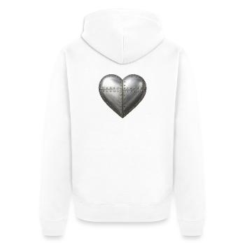 T-shirt logo Cœur riveté acier - Veste à capuche bio Premium Unisexe - blanc - Dos - Thijin (182cm)