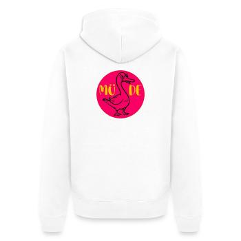 GANS GÄNSE Müde - Unisex Premium Bio Zip Hoodie - Weiß - Hinten - Thijin (182cm)