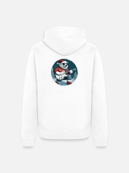 Polar Bear Christmas Guitar Polar Bear - Unisex Premium Organic Zip Hoodie - white