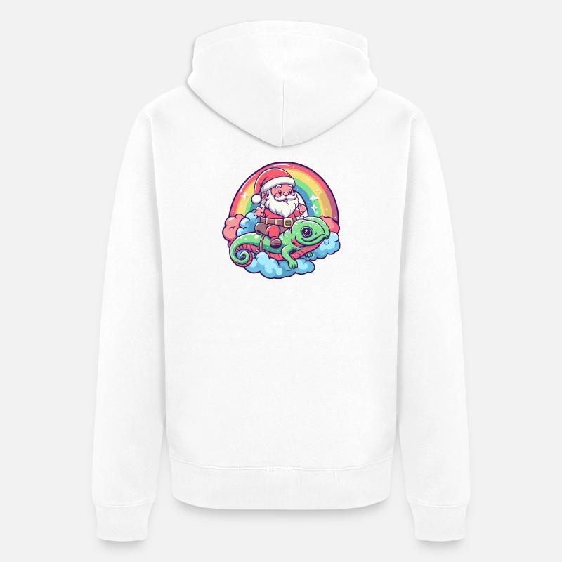 Noël Caméléon du Père Noël - Veste à capuche bio Premium Unisexe - blanc