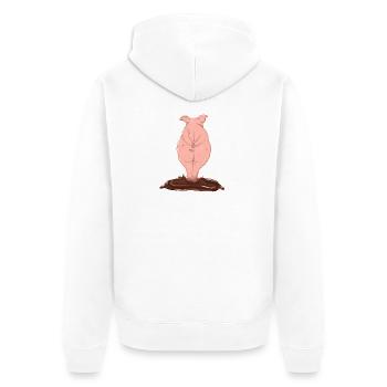 Pink pig from behind - Unisex Premium Organic Zip Hoodie - white - Back - Thijin (182cm)