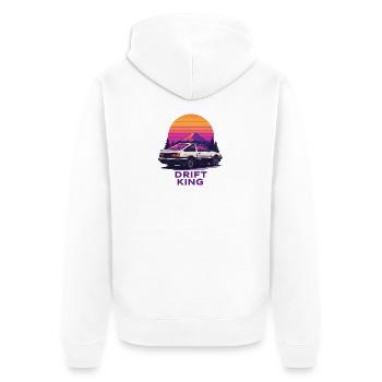 Drift König Sonnenuntergang Berg - Unisex Premium Bio Zip Hoodie - Weiß - Hinten - Thijin (182cm)