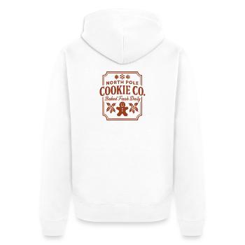 Nordpol Cookie Co Keks Logo - Unisex Premium Bio Zip Hoodie - Weiß - Hinten - Thijin (182cm)