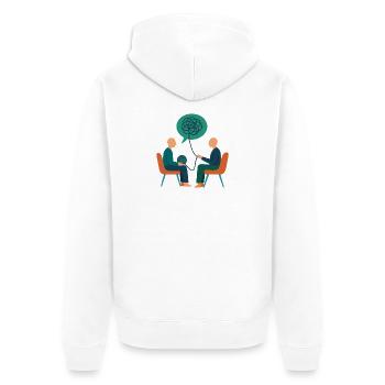 Psychotherapie Illustration – Therapeut / Berater - Unisex Premium Bio Zip Hoodie - Weiß - Hinten - Thijin (182cm)