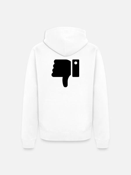Dislike Hand, Hater Symbol, Thumbs Down - Unisex Premium Organic Zip Hoodie - white