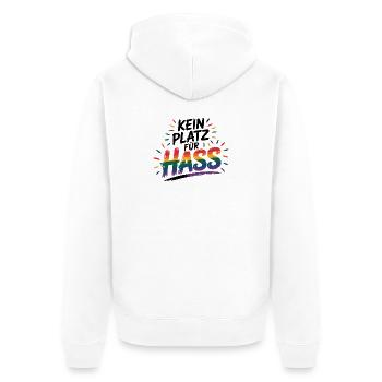 Pas de place pour la haine - Logo Cool Pride - Veste à capuche bio Premium Unisexe - blanc - Dos - Thijin (182cm)