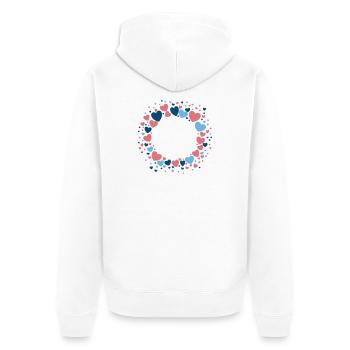 Couronne de cœur Couronne de cœur Bleu Rose - Veste à capuche bio Premium Unisexe - blanc - Dos - Thijin (182cm)