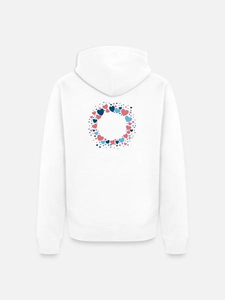 Herz Kranz Blau Rosa Blumenkranz - Unisex Premium Bio Zip Hoodie - Weiß