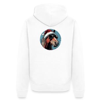 Weihnachts-Pferd mit Sonnenbrille - Unisex Premium Bio Zip Hoodie - Weiß - Hinten - Thijin (182cm)