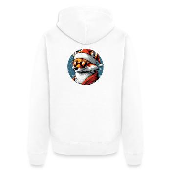 Fox Santa Look with Sunglasses - Unisex Premium Organic Zip Hoodie - white - Back - Thijin (182cm)