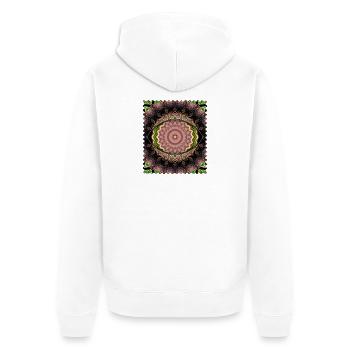 Mandala Flower Cascade - Unisex Premium Organic Zip Hoodie - white - Back - Thijin (182cm)
