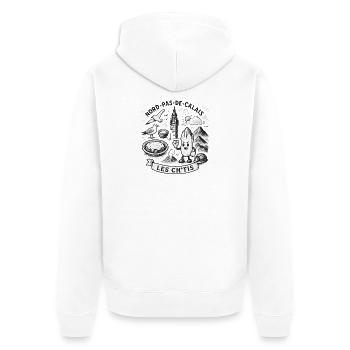 Illustration Nord-Pas-de-Calais Les Ch'tis - Unisex Premium Organic Zip Hoodie - white - Back - Thijin (182cm)