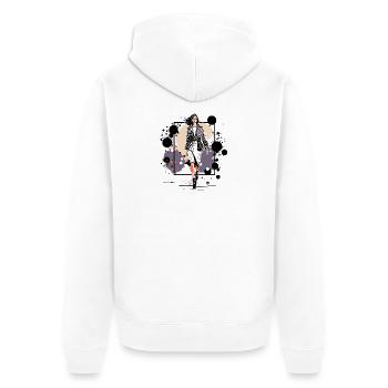 Night Leather Icon - Unisex Premium Organic Zip Hoodie - white - Back - Thijin (182cm)
