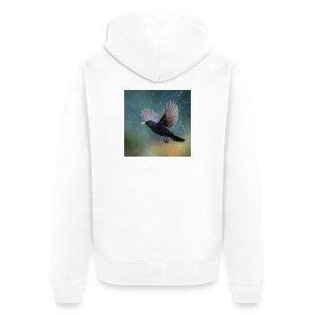 Blackbird in the rain Black thrush in the spring rain - Unisex Premium Organic Zip Hoodie - white - Back - Thijin (182cm)