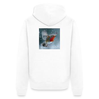 Des merles volant dans la neige Magie hivernale en vol - Veste à capuche bio Premium Unisexe - blanc - Dos - Thijin (182cm)