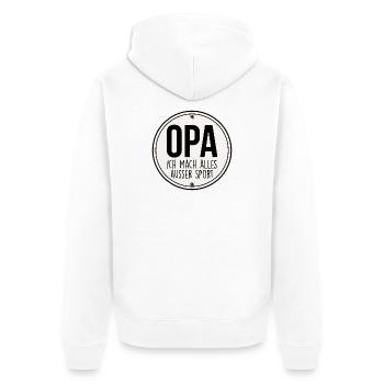OPA Geschenk Grossvater - Unisex Premium Bio Zip Hoodie - Weiß - Hinten - Thijin (182cm)