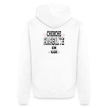 Cherche Amabilité en CDI - Veste à capuche bio Premium Unisexe - blanc - Dos - Thijin (182cm)