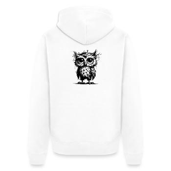 Müde Eulen Wächter des Waldes - Unisex Premium Bio Zip Hoodie - Weiß - Hinten - Thijin (182cm)