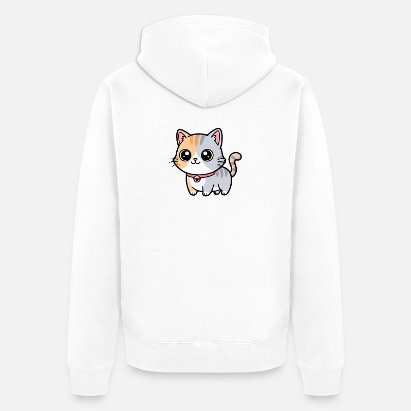 Calico Kitten Collar Charm - Unisex Premium Organic Zip Hoodie - white
