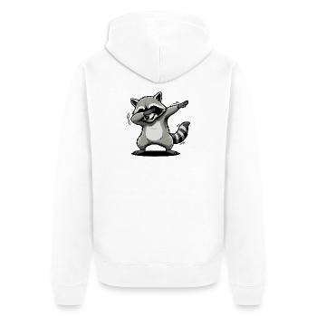 Lustiger dabbender Waschbär Cartoon - Unisex Premium Bio Zip Hoodie - Weiß - Hinten - Thijin (182cm)