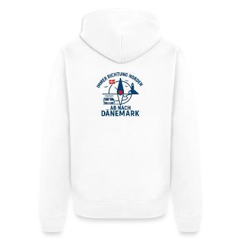 Toujours en route vers le nord – voyage de vacances au Danemark - Veste à capuche bio Premium Unisexe - blanc - Dos - Thijin (182cm)