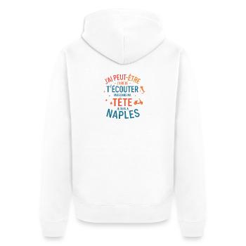 Vielleicht klinge ich, als würde ich Neapel hören - Unisex Premium Bio Zip Hoodie - Weiß - Hinten - Thijin (182cm)