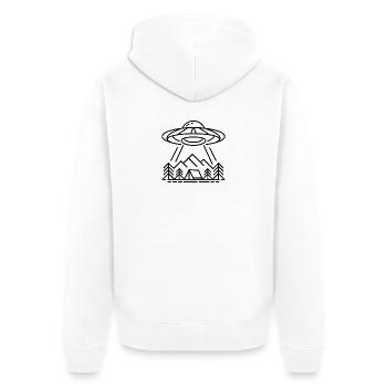 OVNI au campement - Logo extraterrestre cool - Veste à capuche bio Premium Unisexe - blanc - Dos - Thijin (182cm)