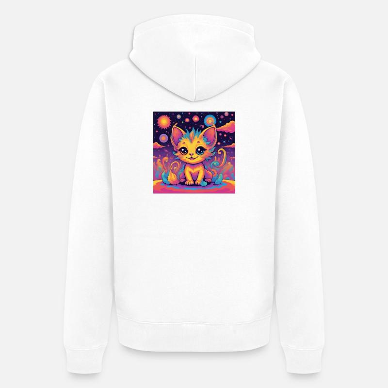 Chaton CosmiColor Arc ciel - Veste à capuche bio Premium Unisexe - blanc