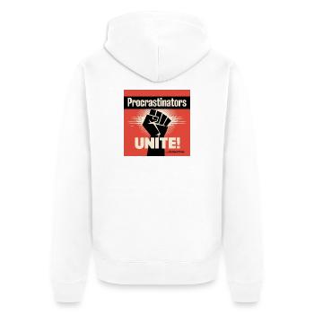 Les procrastinateurs s’unissent... Demain - Procrastique drôle - Veste à capuche bio Premium Unisexe - blanc - Dos - Thijin (182cm)
