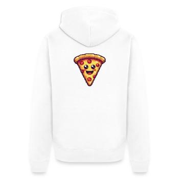 Pixel Pizza Smiling Slice - Unisex Premium Organic Zip Hoodie - white - Back - Thijin (182cm)
