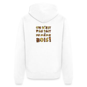 WE ARE NOT MADE OF THE SAME WOOD! - Unisex Premium Organic Zip Hoodie - white - Back - Thijin (182cm)