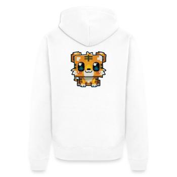 Cute Pixel Tiger Kawaii - Unisex Premium Organic Zip Hoodie - white - Back - Thijin (182cm)
