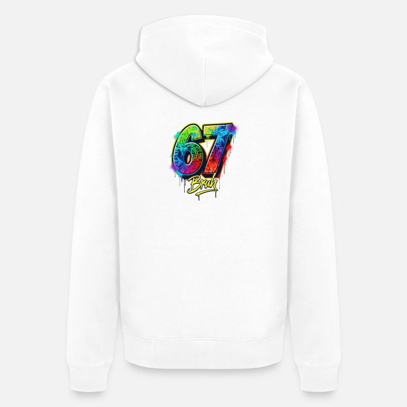 6 7 Mème – Édition Graffiti Bruh - Veste à capuche bio Premium Unisexe - blanc