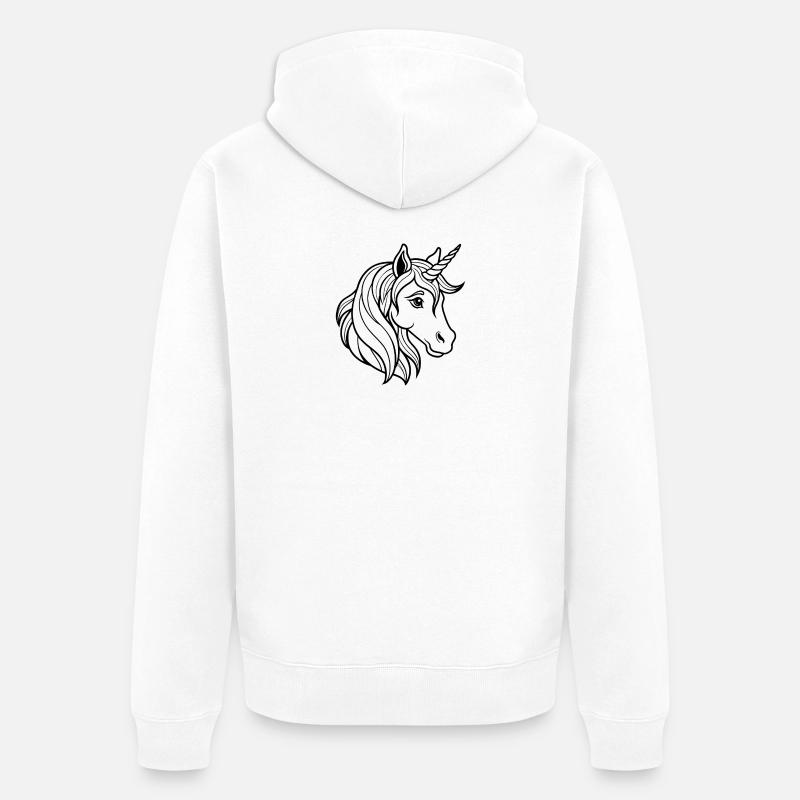 Tête de licorne - Veste à capuche bio Premium Unisexe - blanc