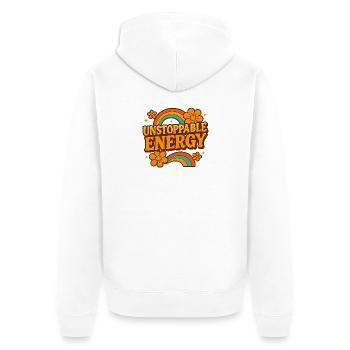 Unstoppable Energy Retro Rainbow - Unisex Premium Bio Zip Hoodie - Weiß - Hinten - Thijin (182cm)