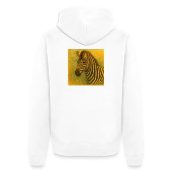 Zebra in golden tones - Unisex Premium Organic Zip Hoodie - white - Back - Thijin (182cm)