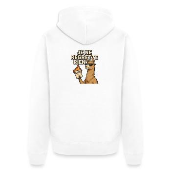Lama rebel Je ne regrette rien - Veste à capuche bio Premium Unisexe - blanc - Dos - Thijin (182cm)
